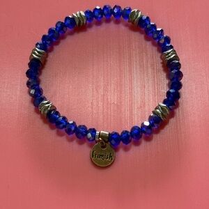 Erimish Deep Blue Beaded Bracelet with Gold Accent